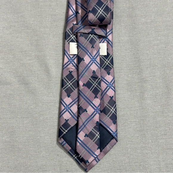 Disney Parks plaid Mickey Mouse tie, 100% silk, "hidden Mickeys", purple - Picture 7 of 7